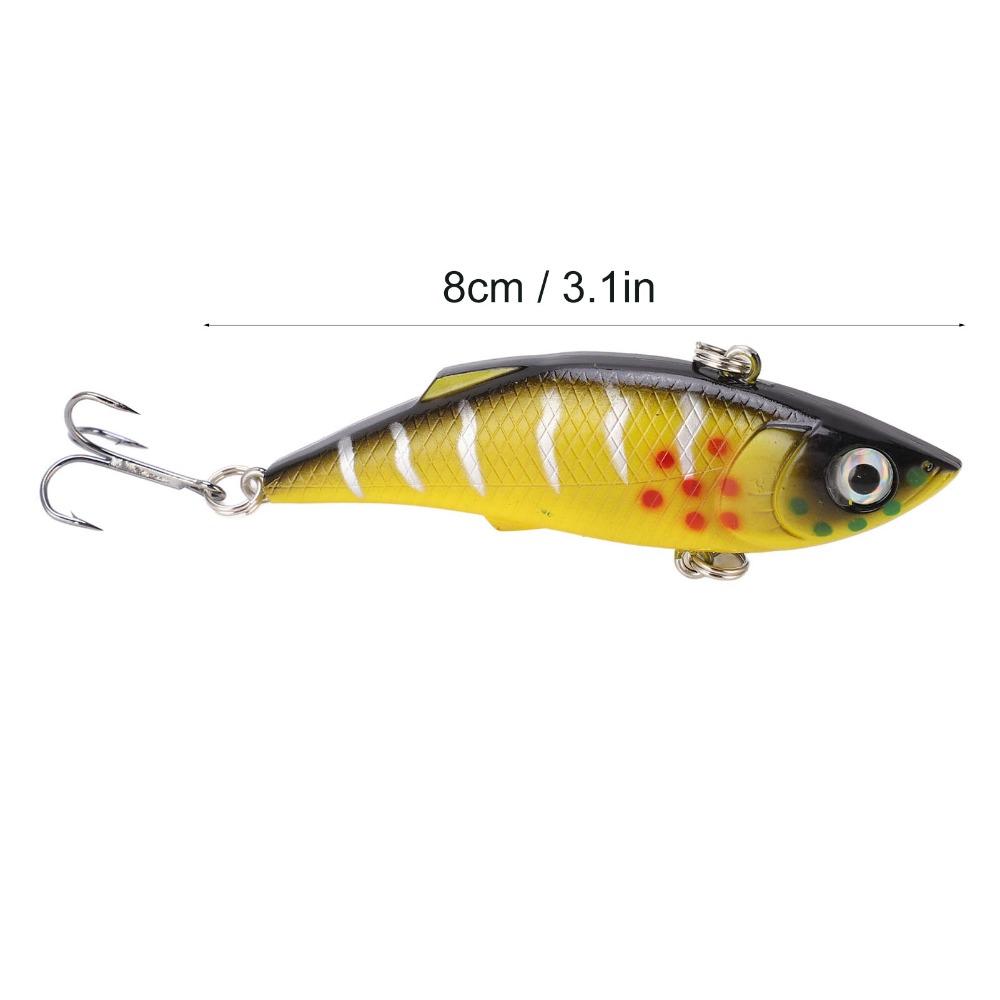 6PCS with Treble Hook Lipless Crankbaits 8cm 10g Crankbait Fishing Lures VIB Fishing Lures  for Bass