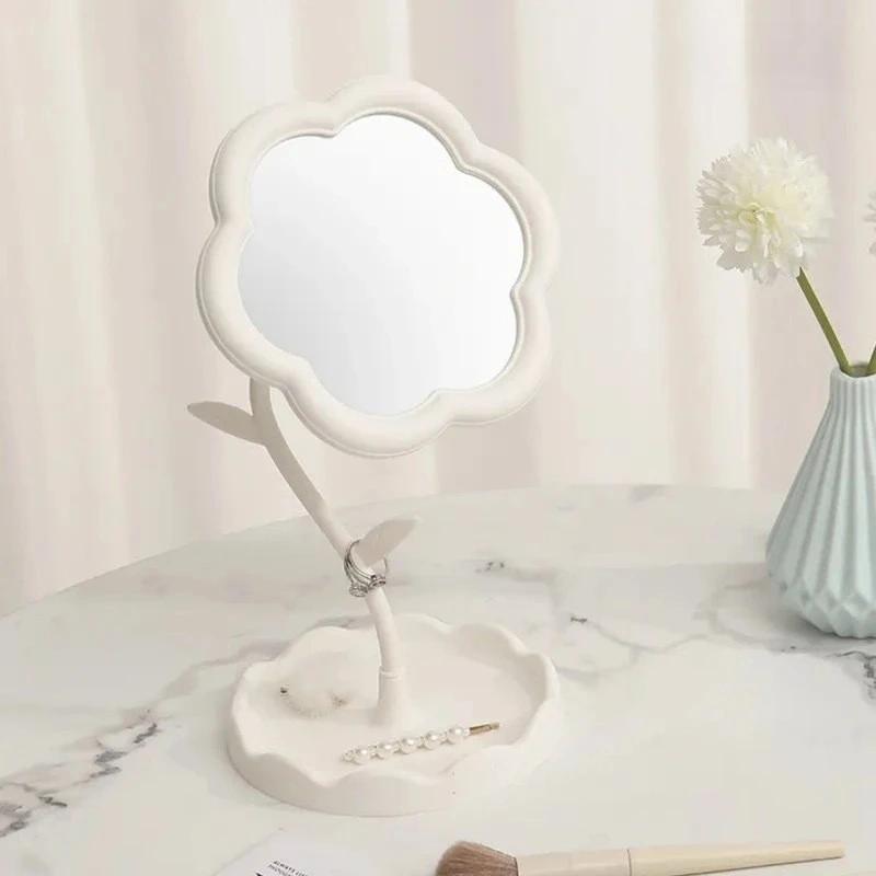1 Charming Sunflower Makeup Mirror with Storage Tray, 360 ° Rotation, Adjustable, Dormitory and Bedroom Decoration