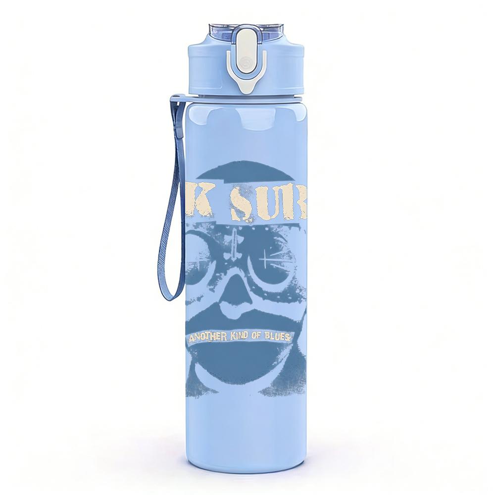 1PC Night watch shield vintage print 750ml colorful plastic sports water bottle leakproof pop up lid with straw for outdoor work home use
