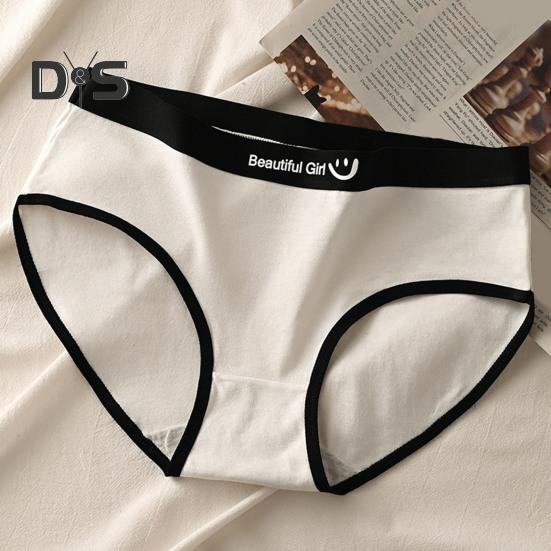 Mutandine da donna Senza cuciture a vita media Colore a contrasto con motivo a lettere Elastico Morbido e traspirante Stile giapponese Antisettico Slip da donna traspirante