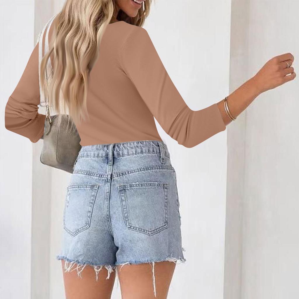 Women's Spring And One-piece T-shirt Slim Long Sleeve Round Neck Color Tops
