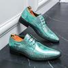 2024 Autumn Men's Plus Size Patent Leather Glossy Pointed Toe Lace-up Formal Shoes for Business & Wedding
