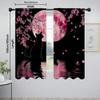 Jit Dreamy Floral Curtain Cherry Blossom Cat Design Polyester Drapes Home Decor Holiday Window Trea Curtains Light Blocking Set Of 2 Made With Rod