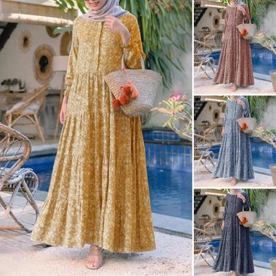 Vestido largo musulmán retro islámico Abaya Jilbab Dubai fiesta formal vestido largo para mujer