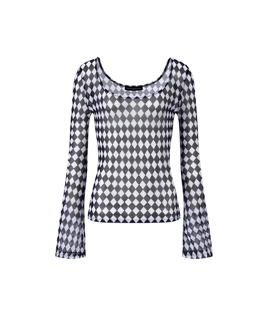 COTTONREBIRTHCLUB Argyle Mesh Long Sleeve T-Shirt (Navy)