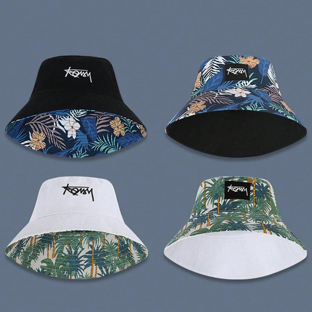 Hats, Female Letters, Fisherman's Hats, Trendy Casual And Versatile, Double-Sided Basin Hats, Men's Sunhats In All Seasons
