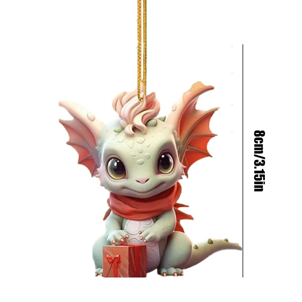 Christmas Dragon Car Dashboard Ornaments 2D Acrylic Dragon Pendant Charm Christmas Dragon Character For Vehicle Decoration