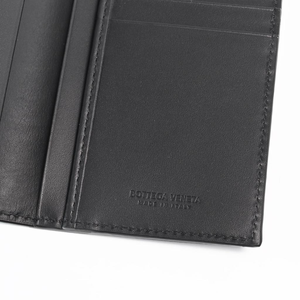 Bottega Veneta Long Black Intrecciato No Coin 120697 1000 Made in Genuine Leather Men's Wallet, Leather, Purse, V47W1, Count, Italy, [Used]