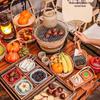 Fireside Tea Setting: Outdoor Accessories with Fruit Plate, Snack Tray, Ornaments, and Roasted Tea Props