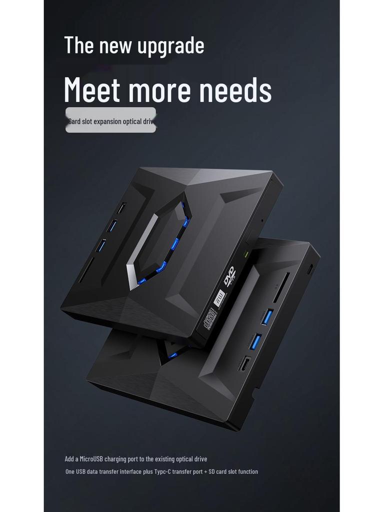 7-in-1 Multifunctional Card Reader & External DVD Burner with SD/TF Slots and USB/Type-C Interface