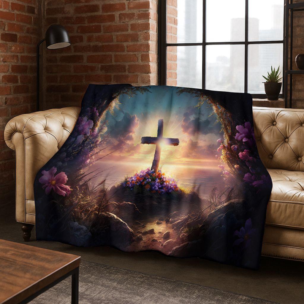 New Belief Cross Holy Bible Pray Jesus Flannel Blanket,Cozy Soft Throw Blanket for Home Bedroom Bed Sofa Picnic Cover Kids Gift