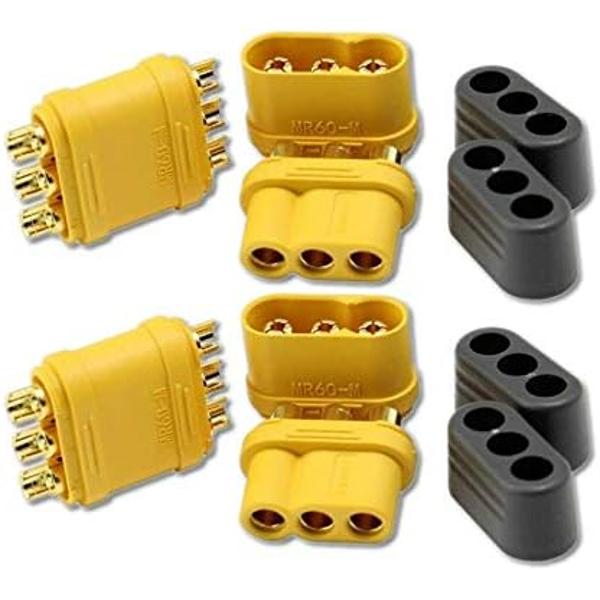 MR60 Connector Set 5 Pairs Male-Female for RC LiPo Batteries | Protective Shell Included | High Quality for Drone, ESC, Motor