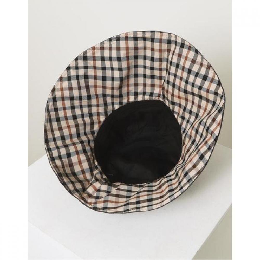 Daks Linen Floppy Hat Black Check Pattern Dbhe2e122