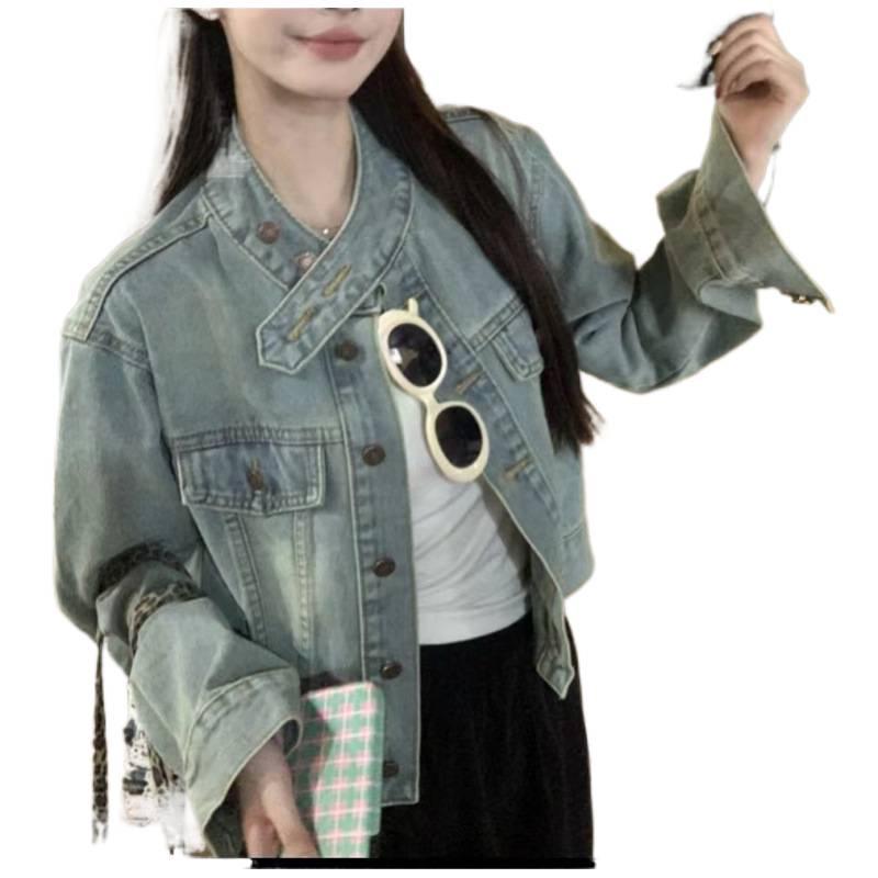 Korean Retro Niche Design Denim Jacket for Women - Autumn/Winter