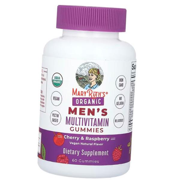 Органические Мультивитамины для мужчин, Organic Men's Multivitamin Gummies, MaryRuth's  60таб Вишня-малина (36685011)