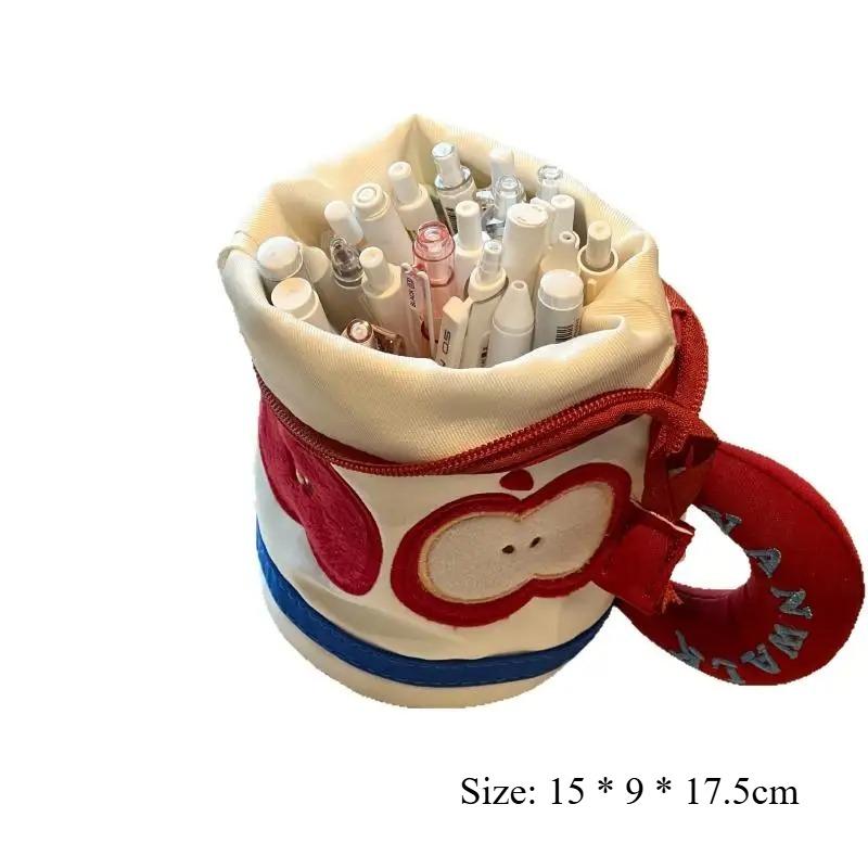 1Pc Creative Vertical Teacup Pencil Case Student Large Capacity Stationery Storage Bag Handheld Portable Pen Pouch Organizer