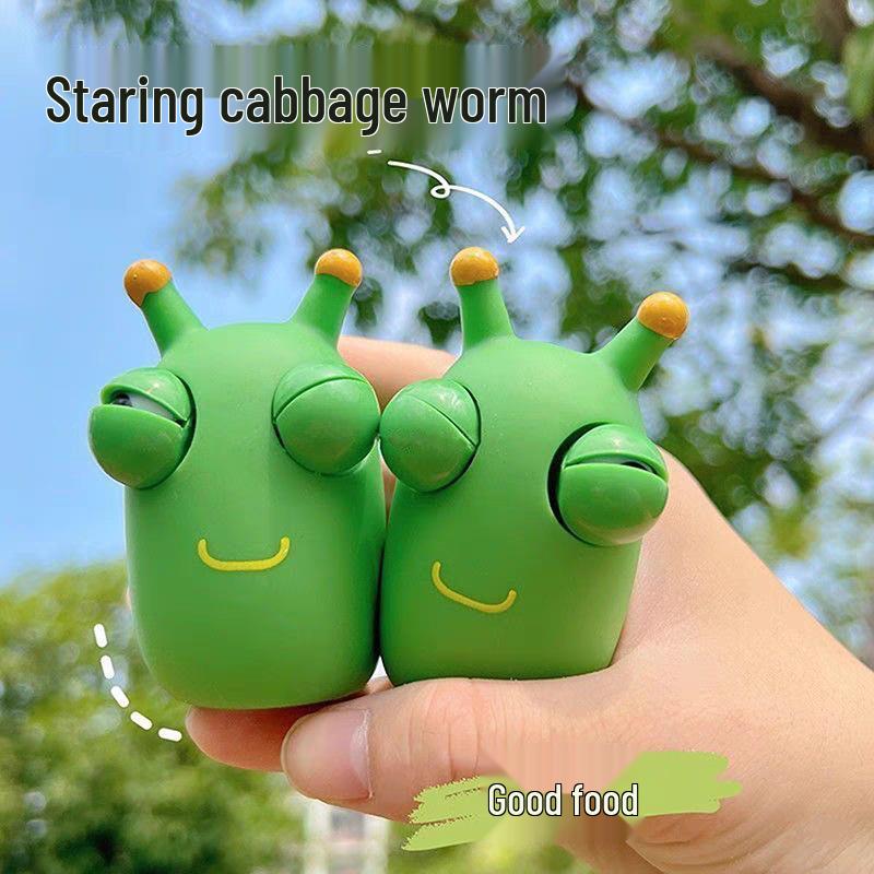 Pop-Eye Dragon Stress Relief Toy - Funny Staring Eye Vegetable Worm for Kids' Decompression and Entertainment