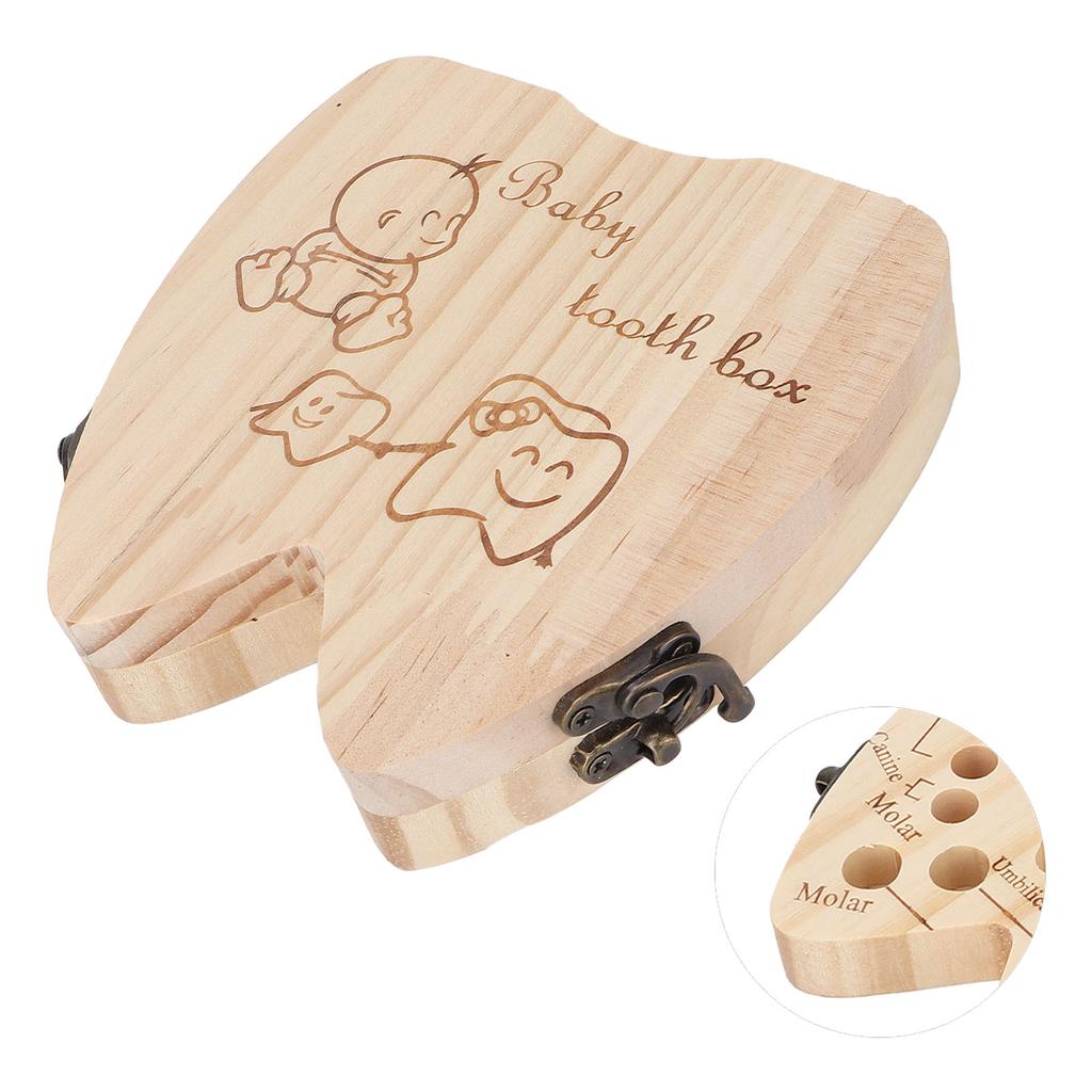 Teeth Storage Wooden Box Baby Tooth Keepsake Collecting Box Infants Kids Save Boxes