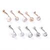 5Pcs/Set Navel Ring Short Anti-allergy Comfortable Zircon Belly Navel Piercing for Party