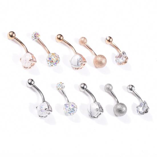 5Pcs/Set Navel Ring Short Anti-allergy Comfortable Zircon Belly Navel Piercing for Party