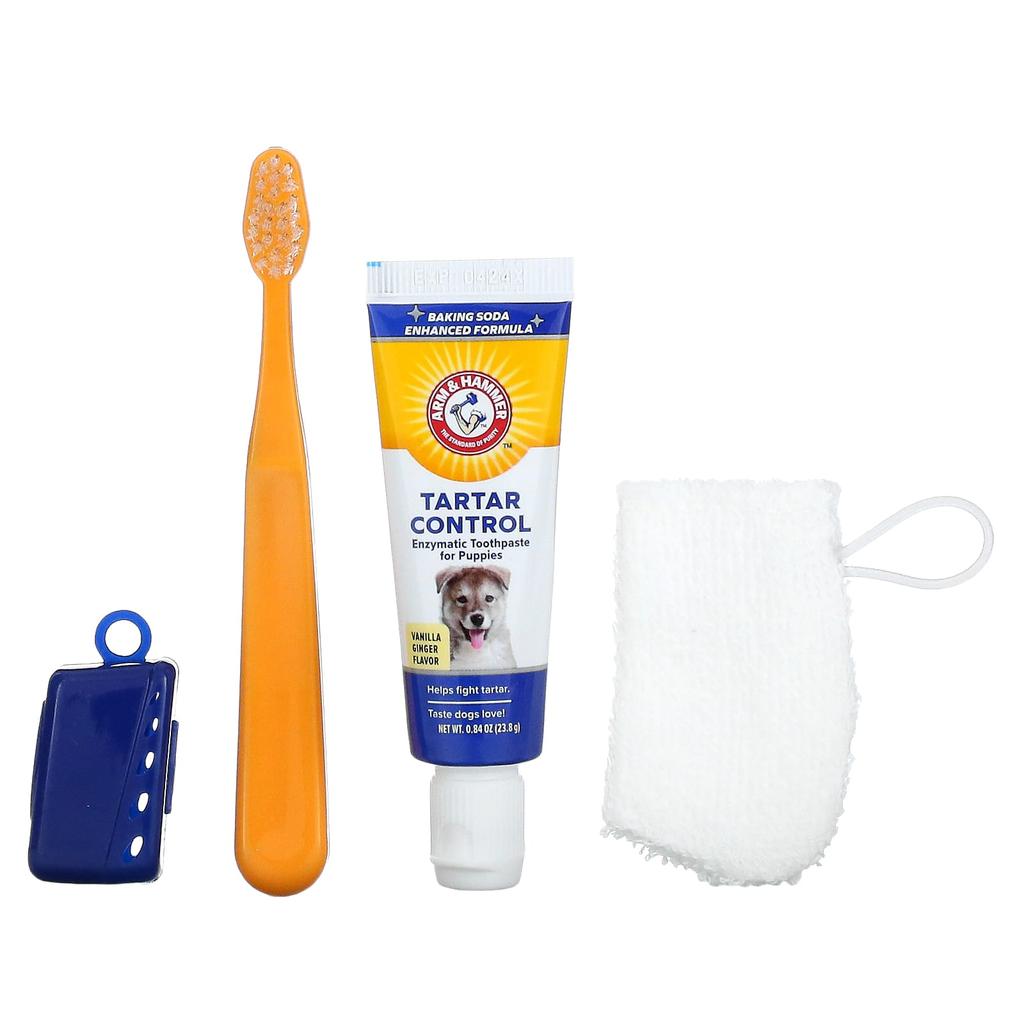 Arm & Hammer Tartar Management, Dental Training Kit for Dogs, Vanilla Ginger, 4-piece Kit
