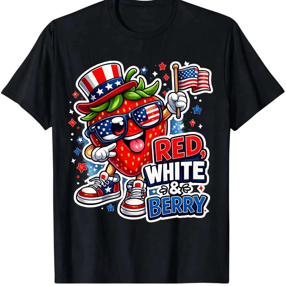 Funny Patriotic Straerry Dabbing American Flag 4th July TShirt Gift Cute S