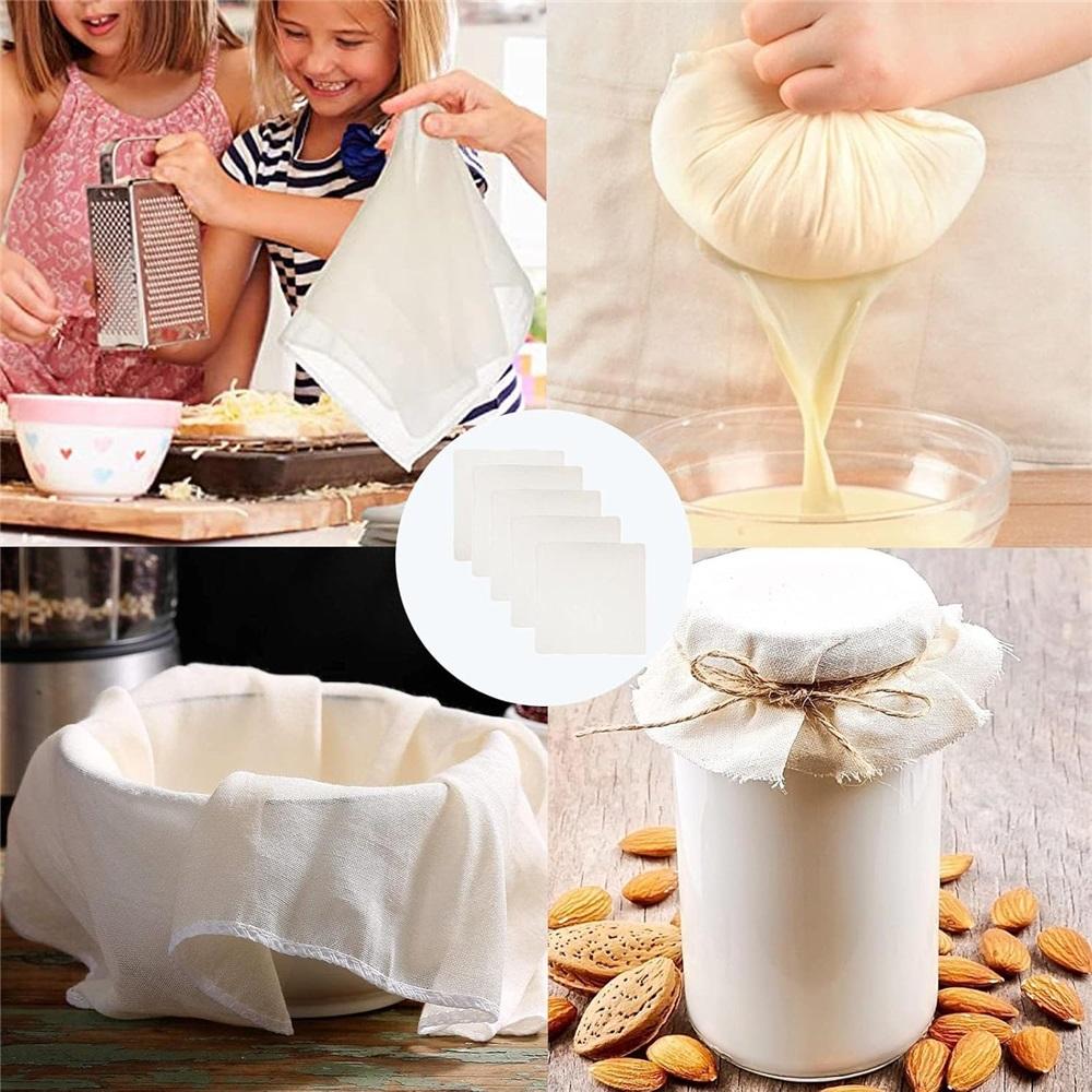 5 Pieces Cheese Filter Cloth – Unbleached Pure Cotton, Reusable, 50x50 Cm – For Filtering Milk, Juice, Yogurt, Nut Milk, Kombucha