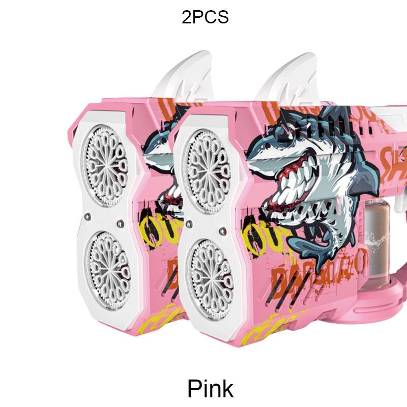 American popular toy light-emitting electric 2PCS bubble gun, high-capacity bubble maker, light-emitting port, essential travel