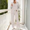 Women's V-Neck Printed Long Sleeve Hoodie Loungewear Set with Pockets - Loose Fit 2 Piece Casual Sleepwear Pajama Set for Home