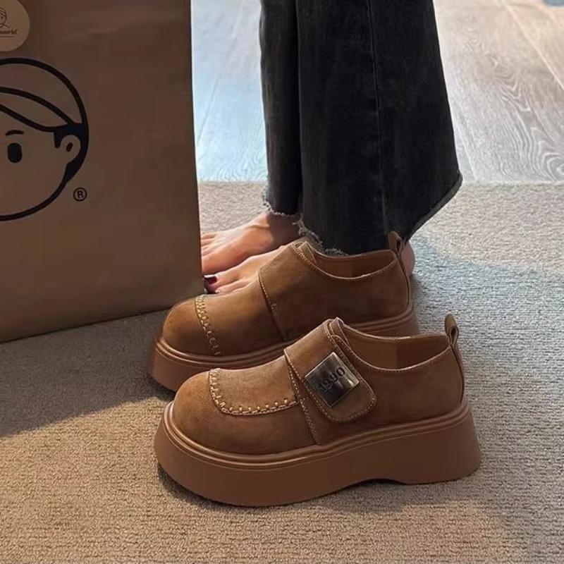 

Ретро женские туфли-лоферы на платформе, новые весенне-осенние, модные, из маленькой кожи 40 верблюд