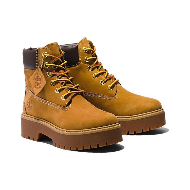 New Timberland Stone Steet 6 Inch Premium Platform Waterproof Boots 'Wheat Nubuck' Women's A5RJD