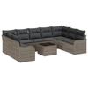 Ensemble de Canapé de Jardin 9 Pièces avec Coussins Noir Poly Rotin, Canapé de Jardin 2 Places avec Coussins Gris Poly Rotin 3345869