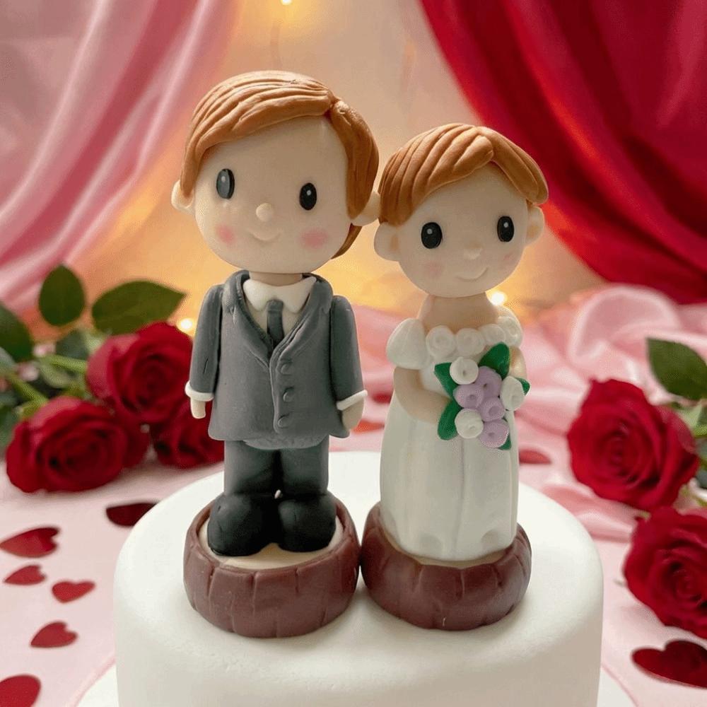 Elegantní Figurky Nevěsty a Ženícha Retro Pár Figurka na Dort Valentýn