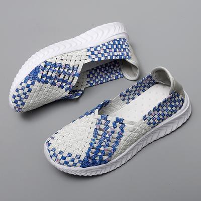Large Size Flat Bottom Women's Shoes Hand-woven Elastic Band Hand-woven Shoes Women's Shoes Single Shoes Large Size Flat Bottom Casual Shoes