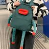 Zaino per la scuola elementare zaino per la scuola personalità femminile divertente, zaino con bambola rana carina, versione coreana borsa appariscente borsa di grande capacità