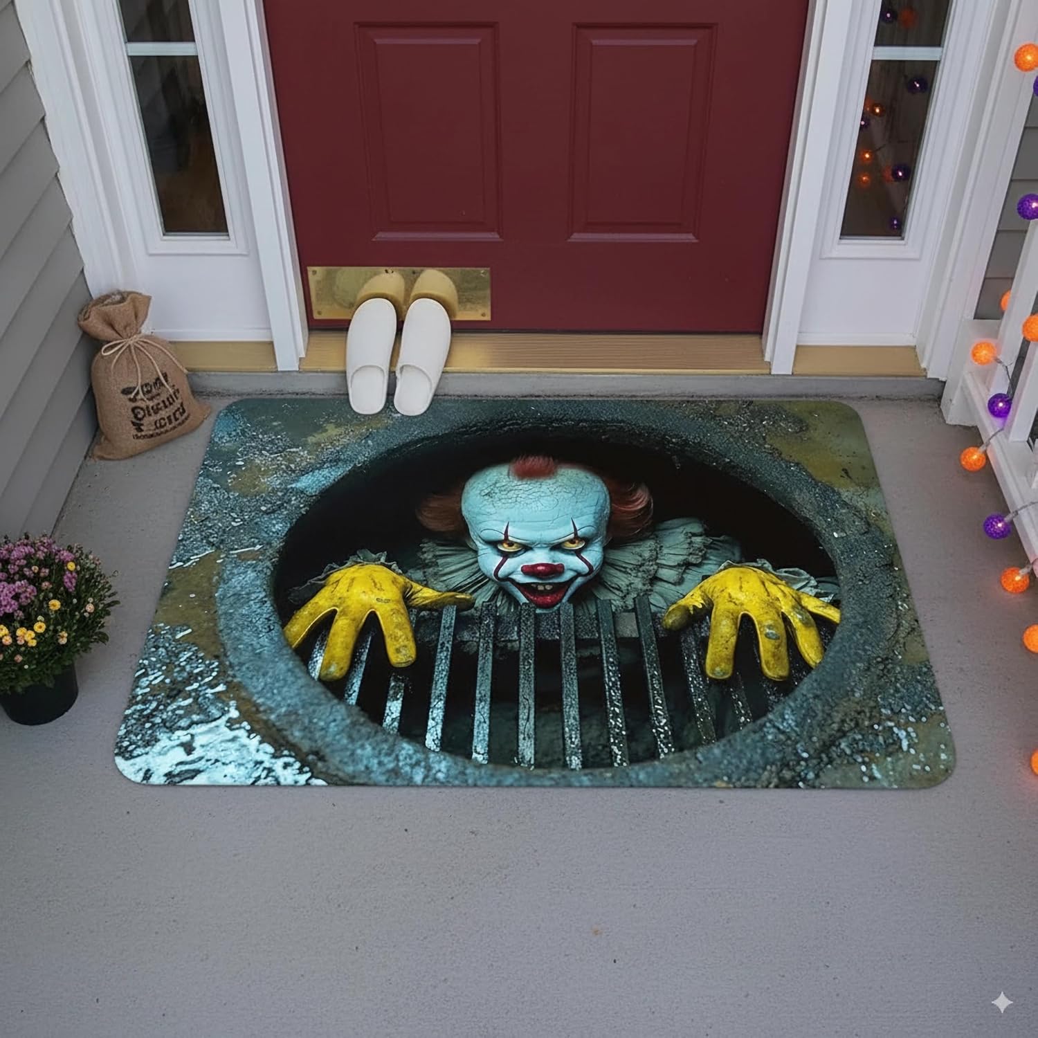 Halloween Horror Clown Deurmat 3D Riolering Badkamer Keuken Vloermat Binnen Buiten Entree Tapijt Woondecoratie 40x60cm 16x24inch