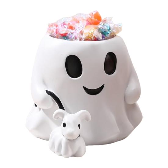 Ghost Walking Dog Bucket Candy Bowl Holder Bucket Large Capacity Indoor Outdoor Halloween Planter Pot Decor