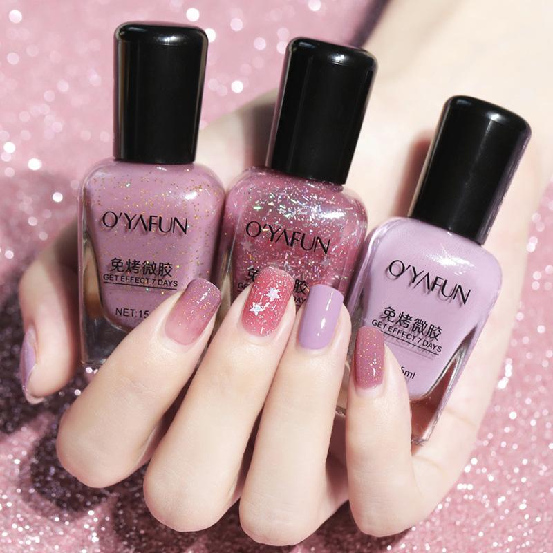 15 ml, nicht abziehbarer Nagellack, wasserfest, keine UV-Lampe erforderlich, Mikrogel-Formel, Glitzer, schnelltrocknend, lang anhaltende Maniküre