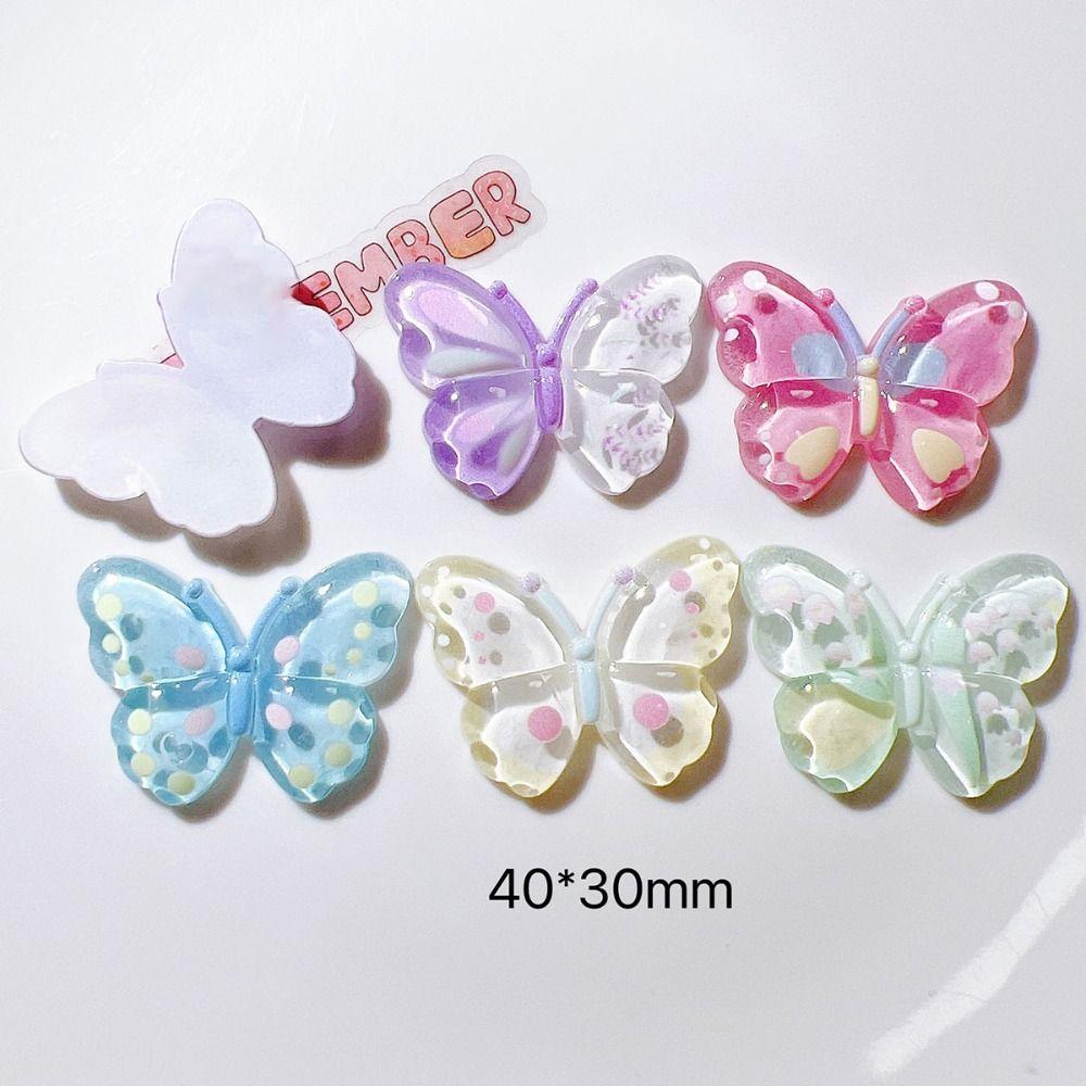 10Pcs Kawaii Butterfly Acrylic Patch Handmade Clothing Jewelry Decor DIY Hairpin Patches Stationery