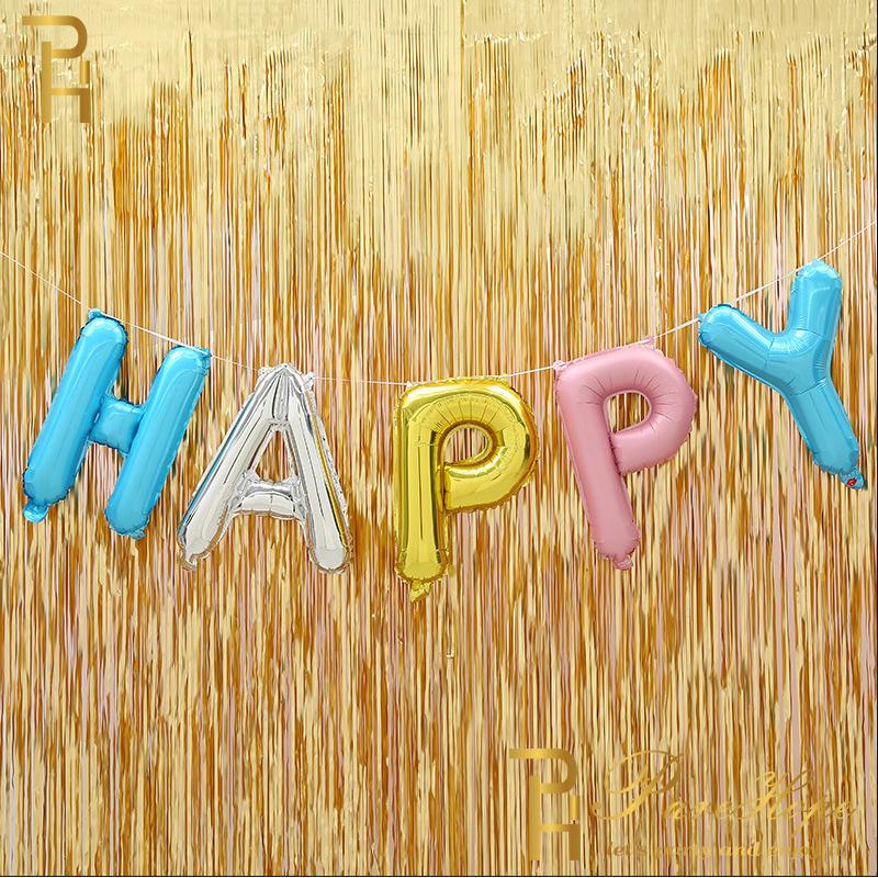 2M-3M Champagne Gold Matte Party Backdrop Fringe Tinsel Foil Curtains Adult Happy Birthday Wedding Decoration Photo Booth Drape