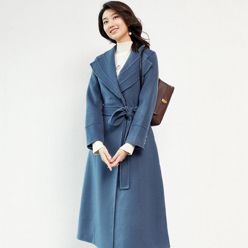 Women's Mid-Length Double-Faced Wool Coat with Belt - 2025 Autumn/Winter Collection