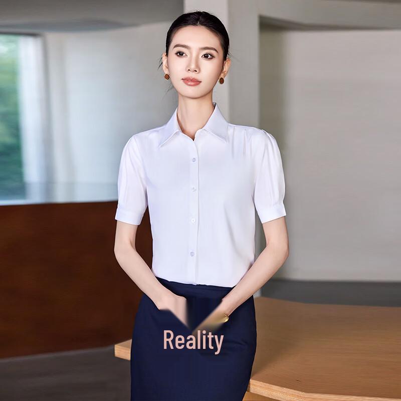 Women s French Style Short-Sleeve Commuter Shirt 4XL