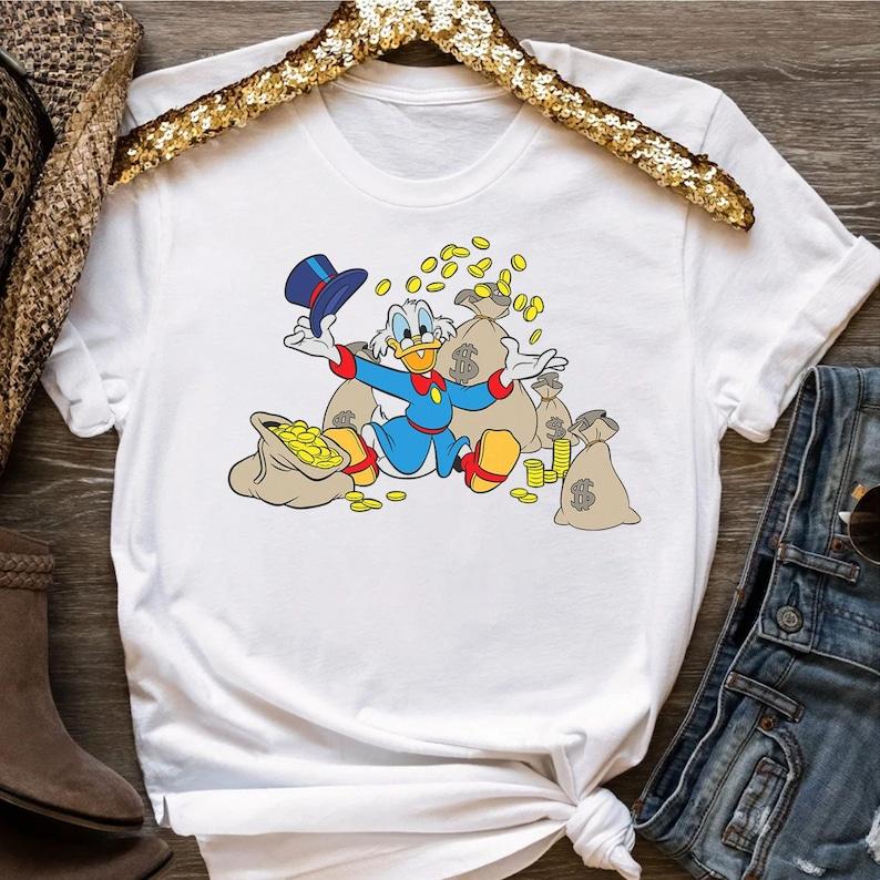 Disney Ducktales Scrooge McDuck Coins T-Shirt Unisex Adult T-shirt Kid shirt Gift for Birthday Hoodie Sweatshirt Toddler Tee 120