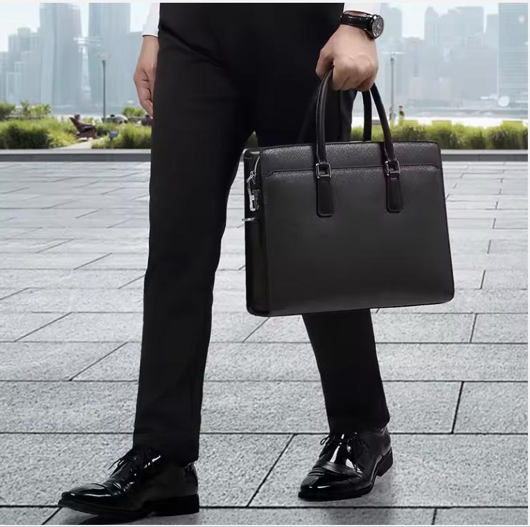 New Genuine Messenger Bag Men Leather Handbag Business Fashion Anti-theft Password Lock Bag High-end Feel 14inch Men's Briefcase
