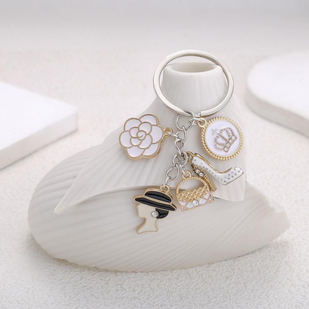 Lipstick & High Heels Keychain with Red Wine Glass Pendant