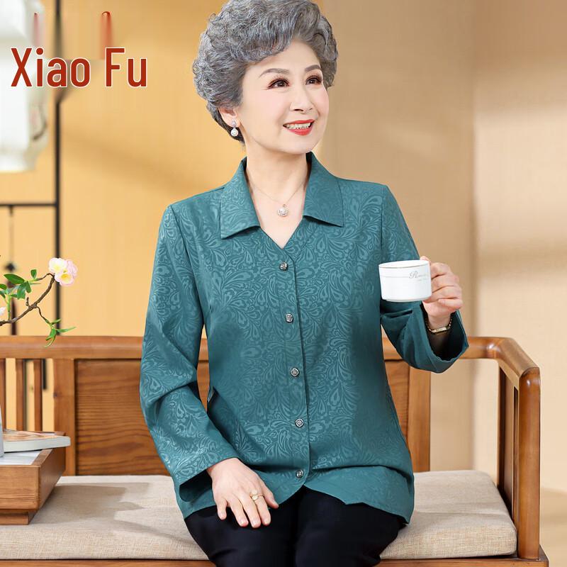 

Elderly Women s Retro Long Sleeve Cardigan Shirt 4XL