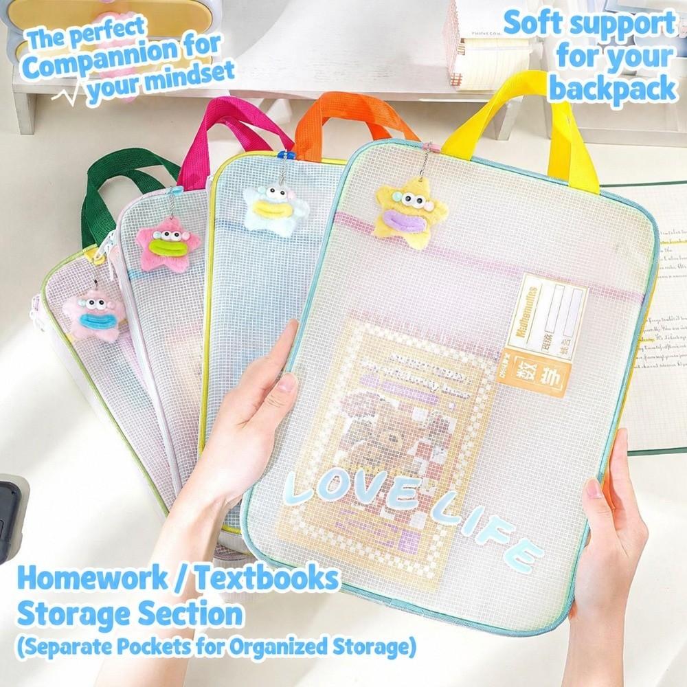 Waterproof Mesh Zipper Pouch Bag EVA Transparent File Bag Tutoring Bag  School Office Supplies