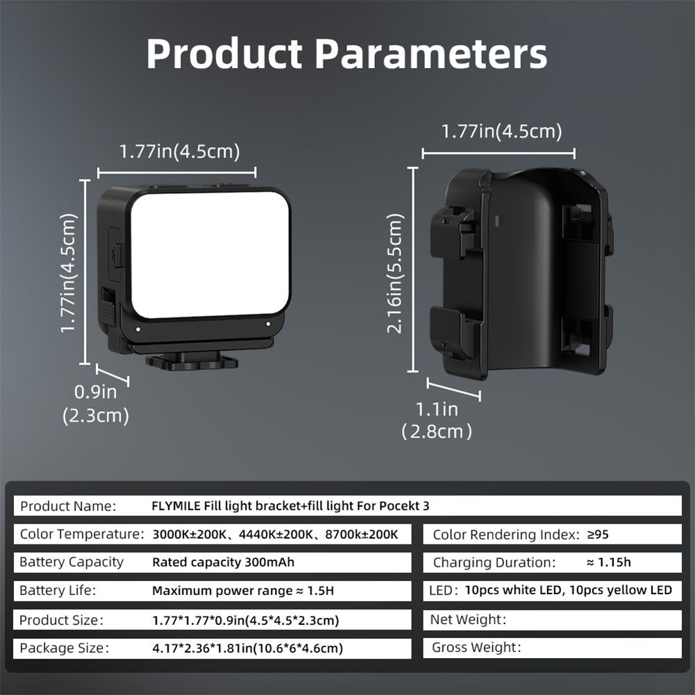 Magnetic Fill Light LED Video Light Rechargeable Photography Lighting for DJI Osmo Pocket 3 Camera Accessories
