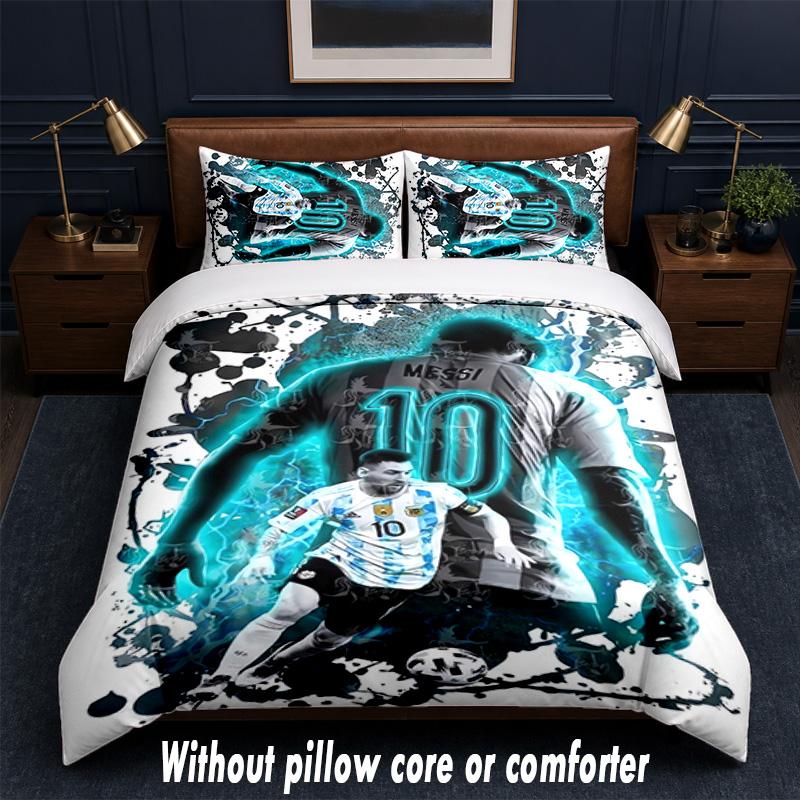 Set Biancheria da Letto Design Lionel Messi 1 Copripiumino + 2 Federe Morbido Traspirante Biancheria da Letto per la Casa
