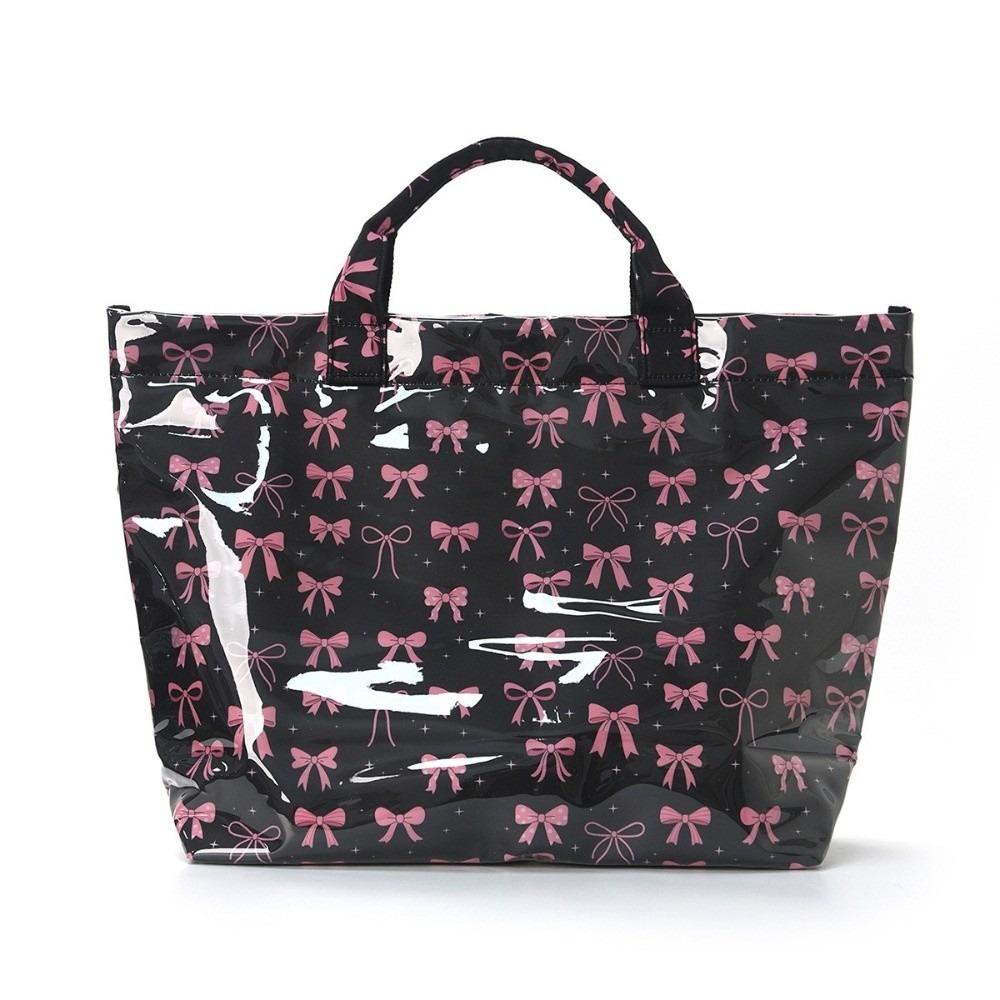 Cherry Transparent Jelly Bag Leopard Print Bow Handbags Portable PVC Tote Bag Storage Bag Style B